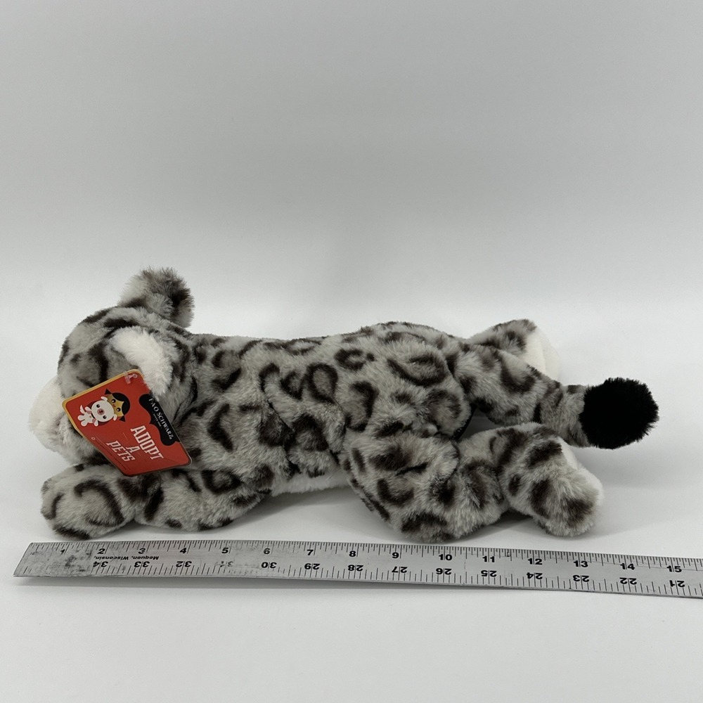FAO Schwarz Adopt A Pet 15" Snow Leopard Plush Stuffed Animal Toy Grey New